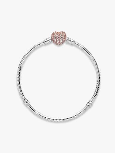 Pavé Heart Clasp Snake Chain Bracelet