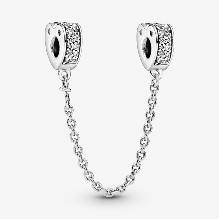 Clear Pavé Hearts Safety Chain image number 0