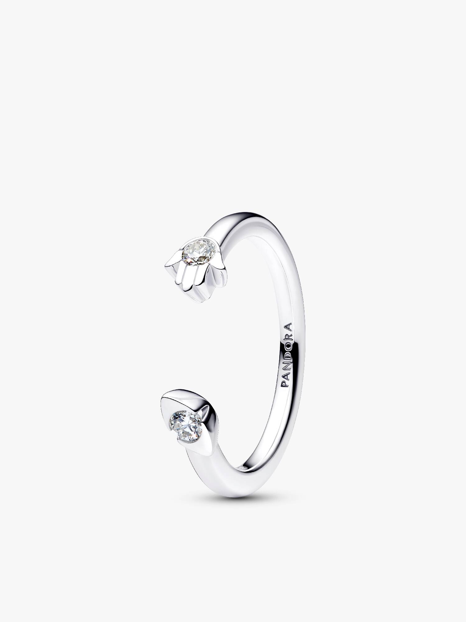 Sterling Silver Lab-Grown Diamond Evil Eye & Hamsa Hand Open Ring