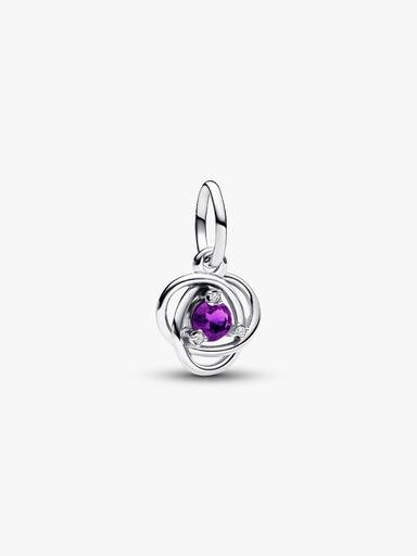 February Crystal Birthstone Eternity Circle Dangle Charm