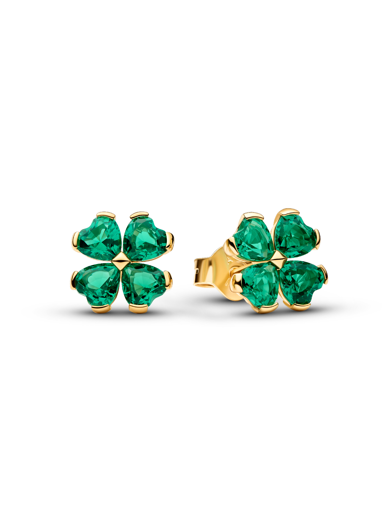 Green Lucky Clover Stud Earrings