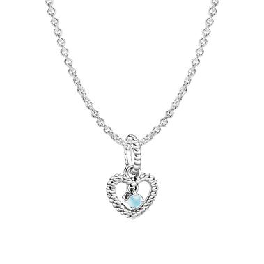 December Hearts Man-Made Sky Blue Crystal Birthstone Necklace Set