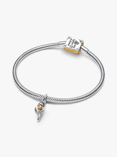 Disney Belle Enchanted Rose Lab-grown Diamond Dangle Charm