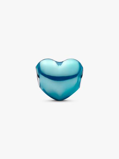 Metallic Sky Blue Heart Charm