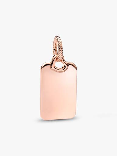 Engravable rectangle 14k rose gold-plated pendant