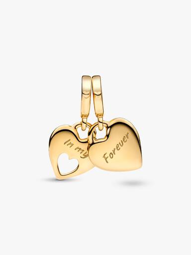 Mother & Daughter Double Heart Split Dangle Charm