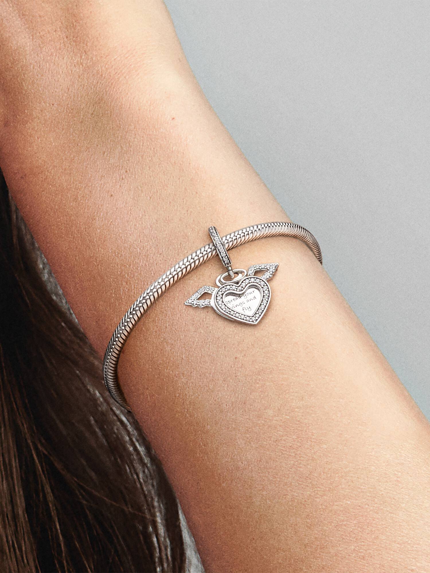 Heart and Angel Wings Dangle Charm