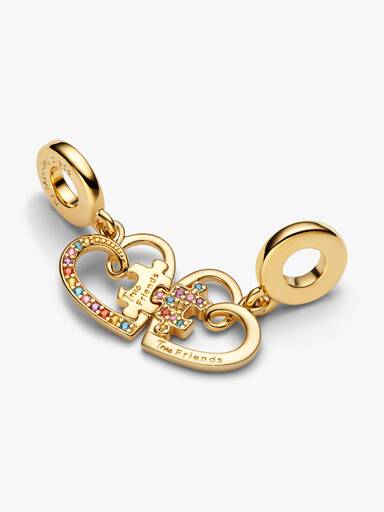 Splittable Puzzle Piece Hearts Dangle Charm