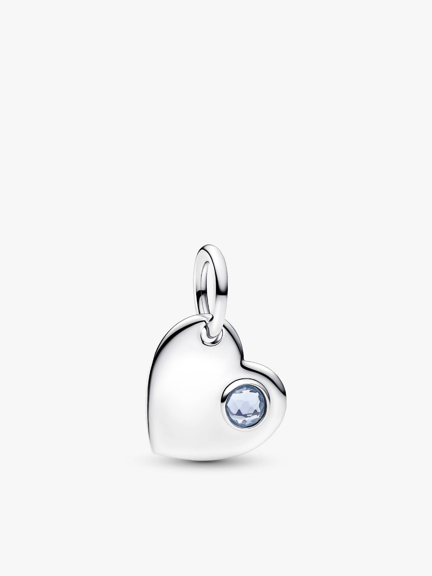 March Engravable Heart Aqua Blue Stone Dangle Charm