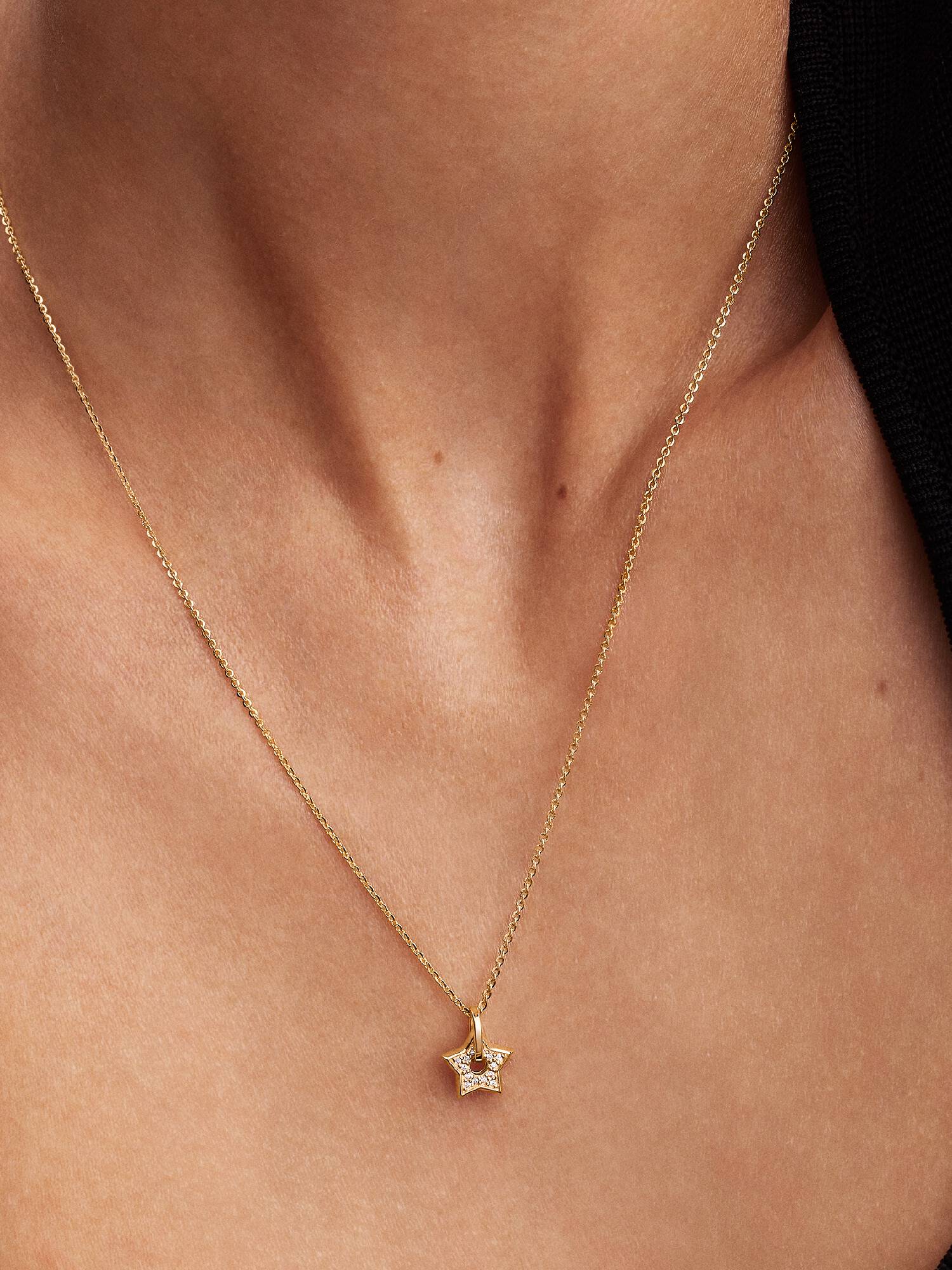 14k Gold Lab-grown Diamond Pavé Star Pendant Necklace