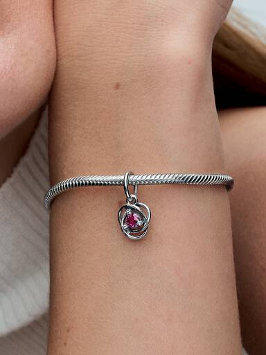 October Crystal Birthstone Eternity Circle Dangle Charm
