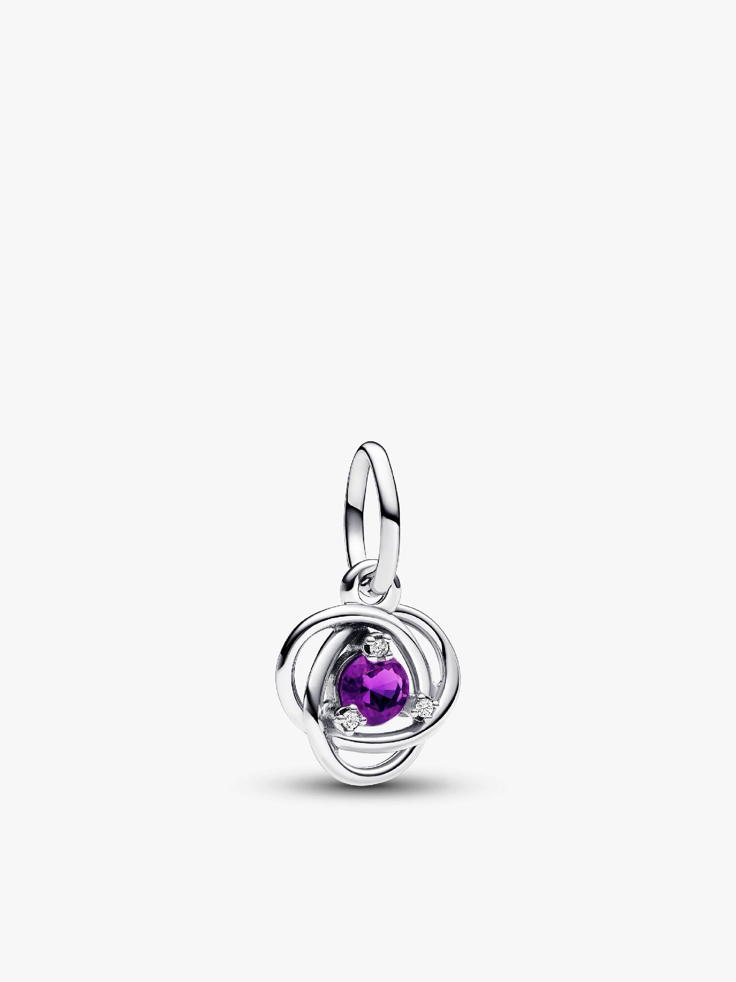 February Crystal Birthstone Eternity Circle Dangle Charm