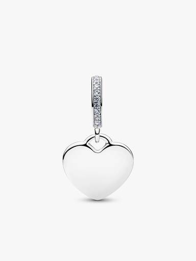 Engravable Jacaranda Flowers Heart Dangle Charm
