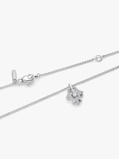 Sterling Silver Lab-Grown Diamond Hamsa Hand Pendant Necklace