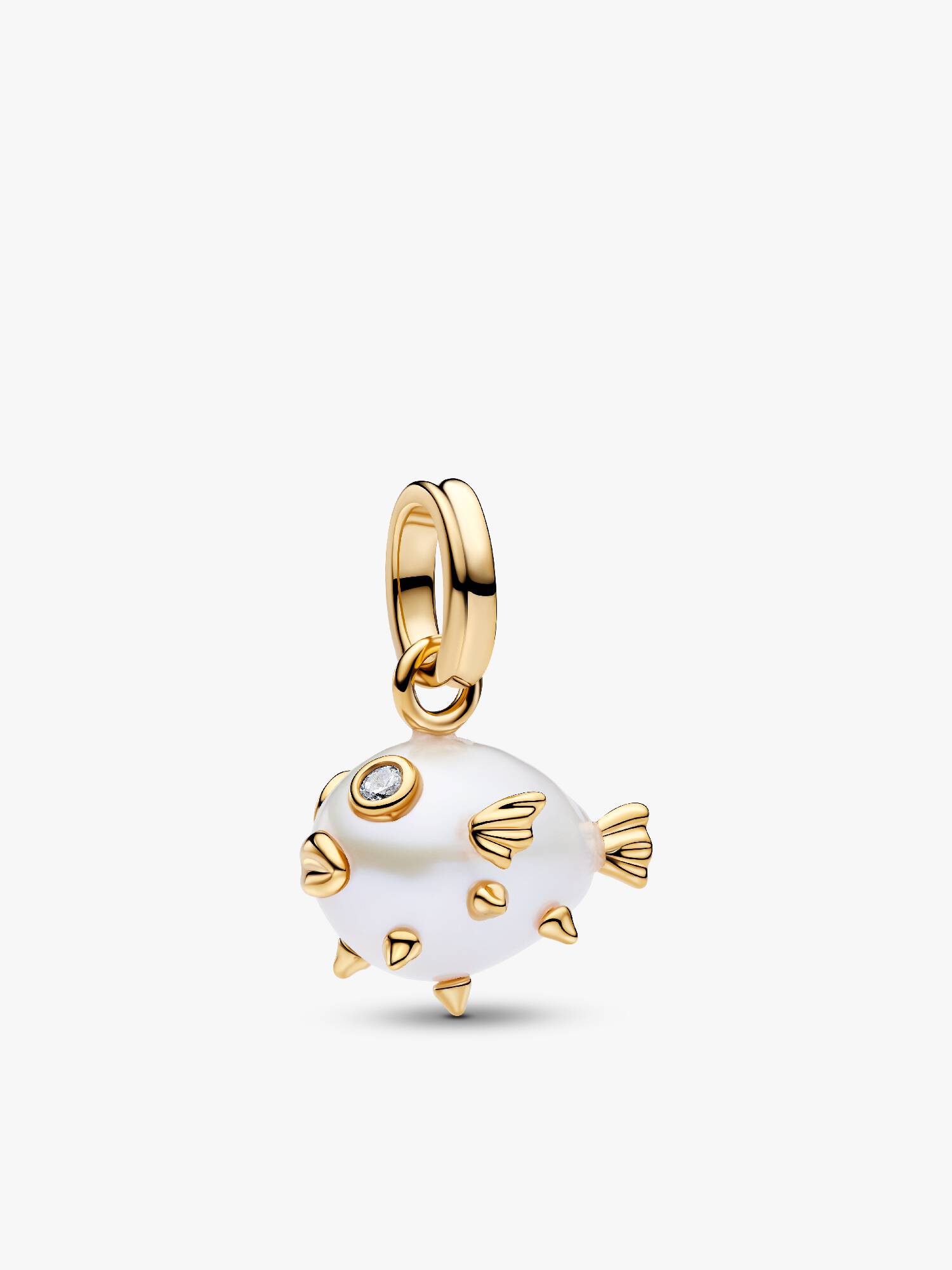 Treated Freshwater Cultured Baroque Pearl Pufferfish Dangle Charm