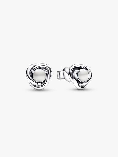June White Mother of Pearl Birthstone Eternity Circle Stud Earrings