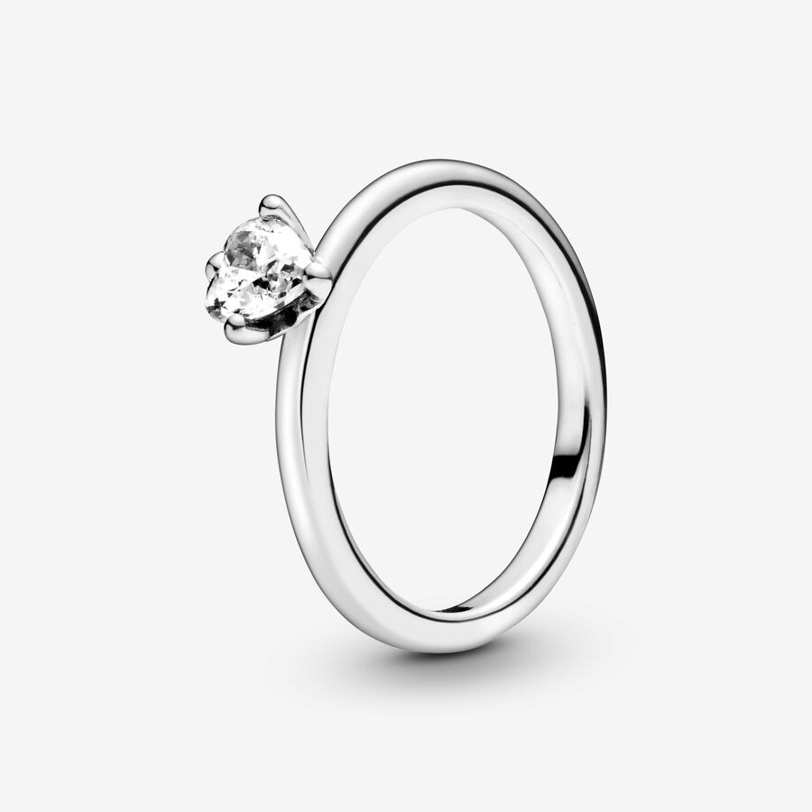 Clear Heart Solitaire Ring image number 0