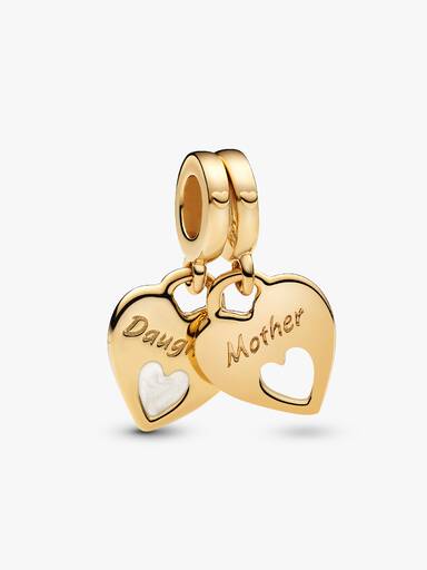 Mother & Daughter Double Heart Split Dangle Charm