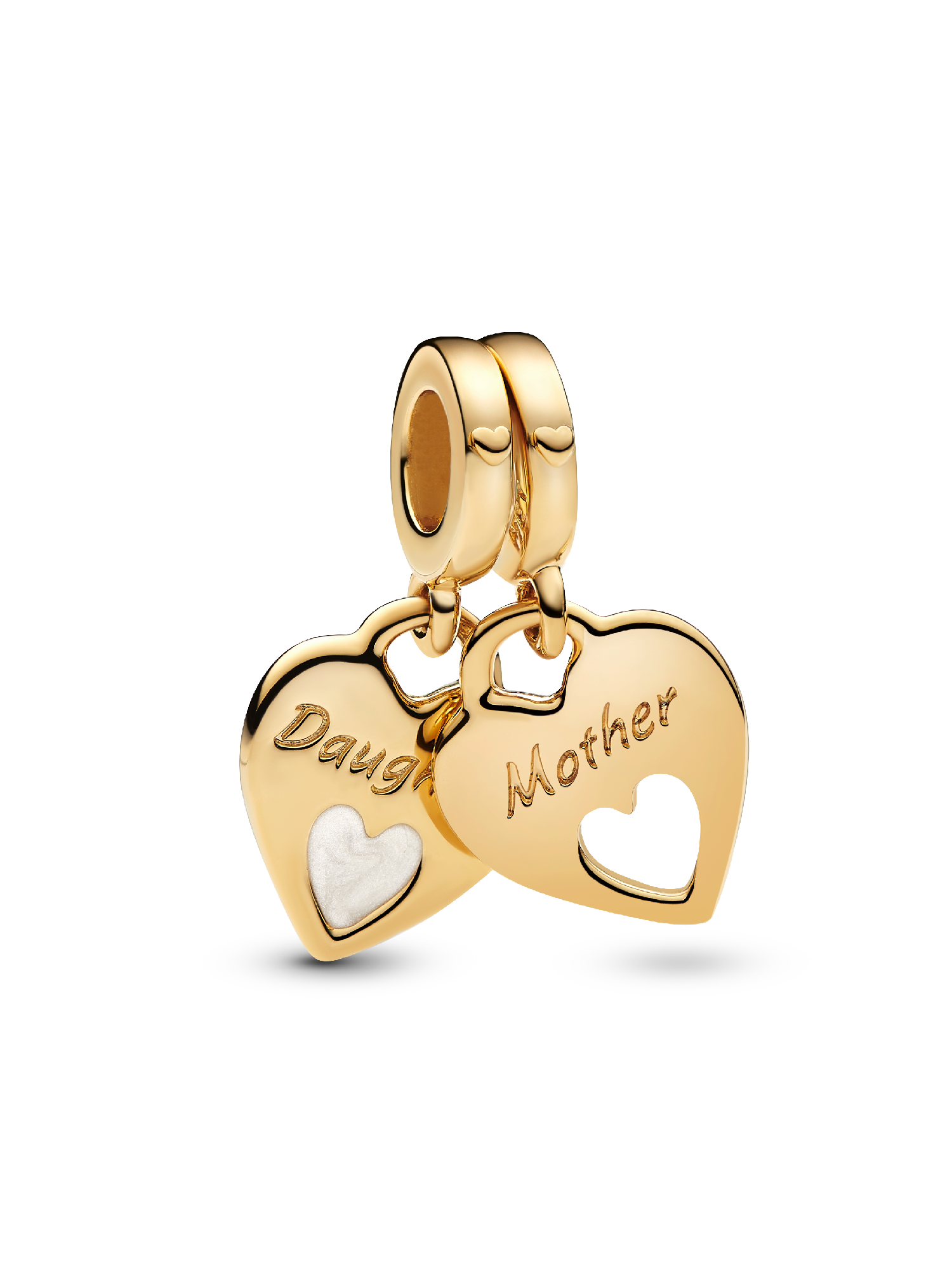 Mother & Daughter Double Heart Split Dangle Charm