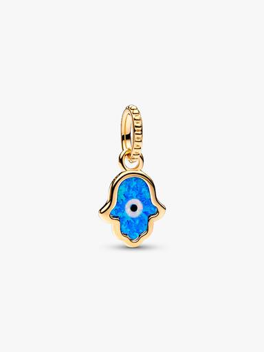 Opalescent Blue Hamsa Hand Dangle Charm