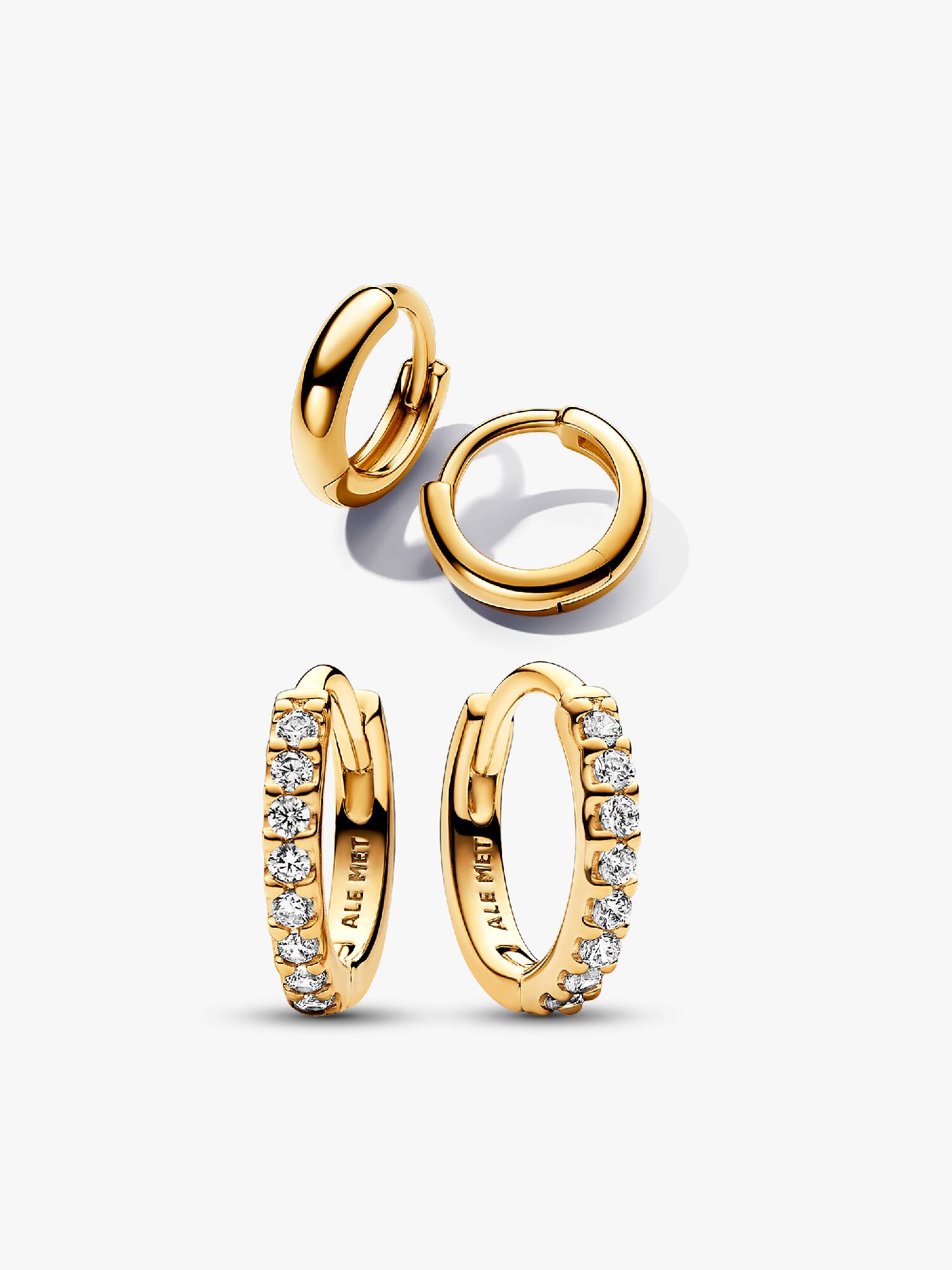 Sparkling & Round Huggie Hoop Earrings Set