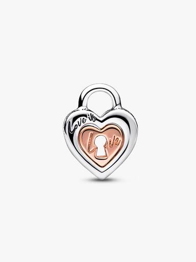 Two-tone Padlock Splittable Heart Charm