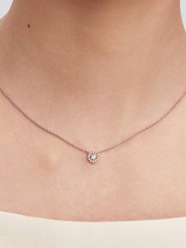 14k rose gold-plated collier with clear cubic zirconia