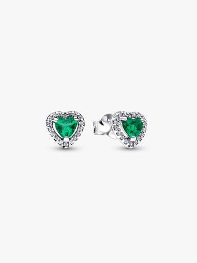 Elevated Green Heart Stud Earrings