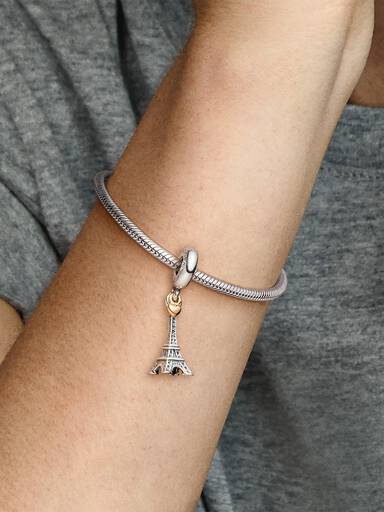 Paris Eiffel Tower Heart Dangle Charm