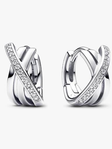 Crossover Pavé Hoop Earrings
