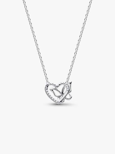 Entwined Heart & Butterfly Pendant Necklace