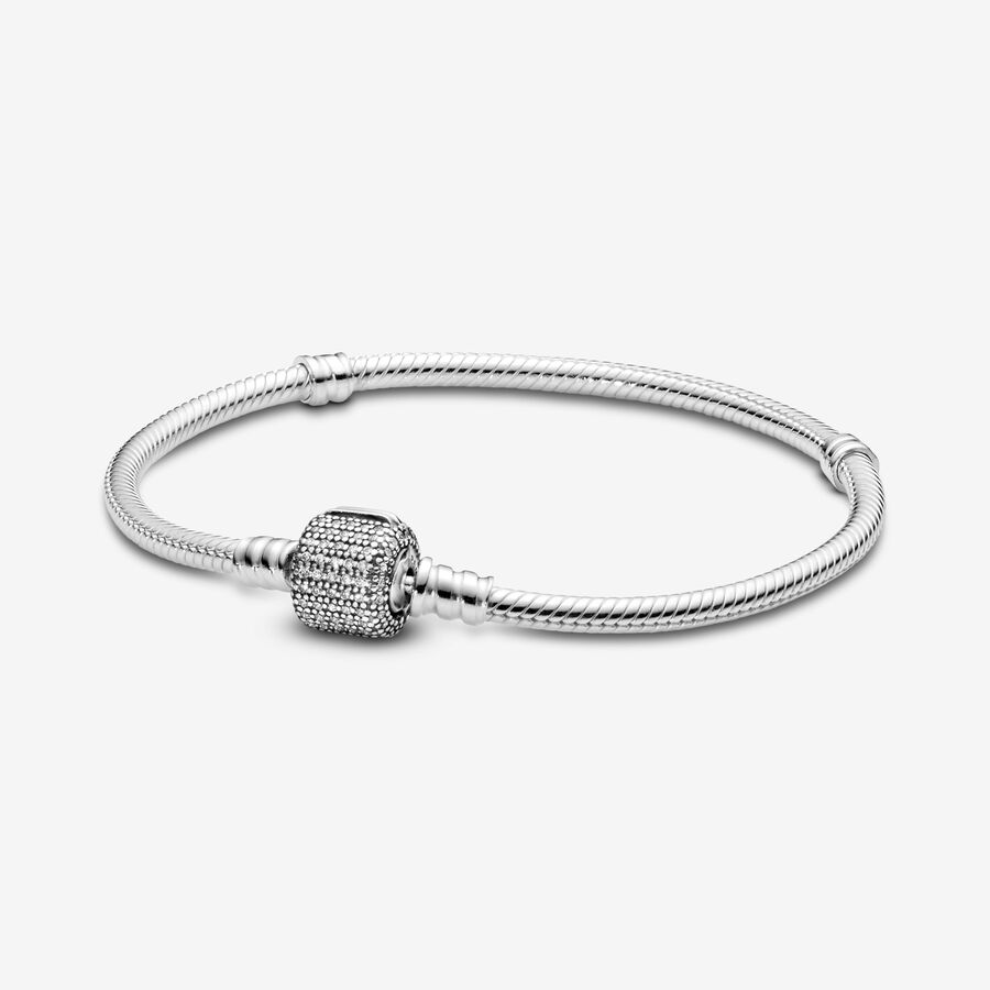 Pandora Moments Sparkling Pavé Clasp Snake Chain Bracelet image number 0