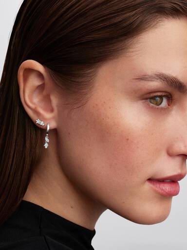 Sterling Silver Lab-Grown Diamond Heart & Star Stud Earrings