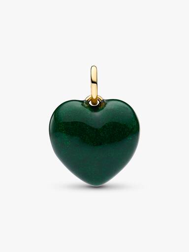 Green Puffy Heart Dangle Charm