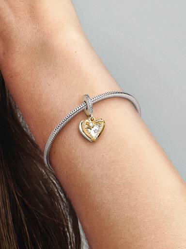 Shooting Star Hearts Double Dangle Charm