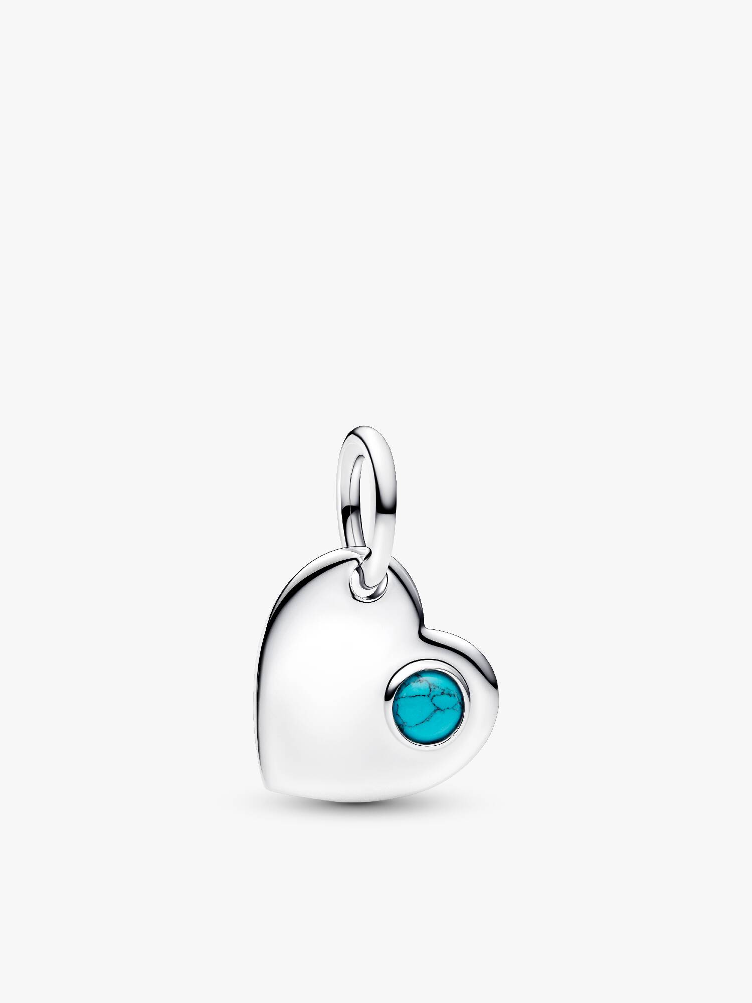 December Engravable Heart Turquoise Blue Stone Dangle Charm