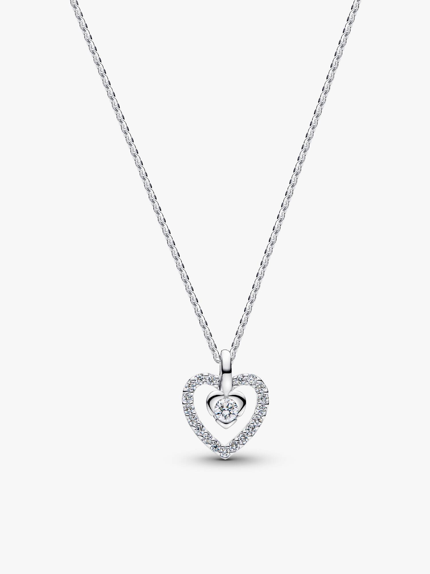 Sterling Silver Lab-Grown Diamond Heart Pendant Necklace
