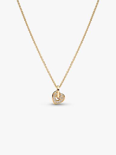 14k Gold Lab-grown Diamond Pavé Heart Pendant Necklace