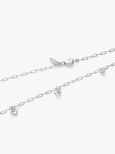 Sterling Silver Lab-Grown Diamond Dangle Symbols Paperclip Chain Necklace
