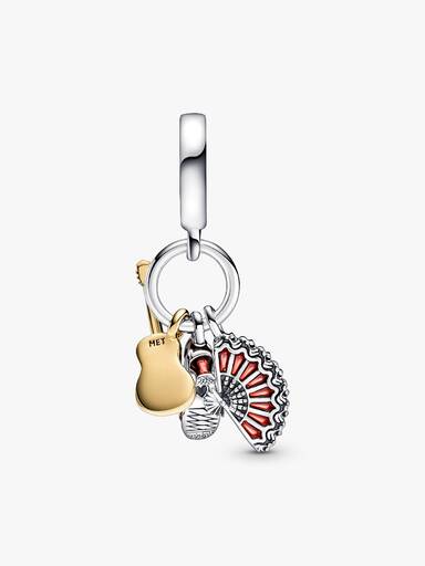 Spanish Flamenco Guitar, Shoe & Fan Dangle Charm