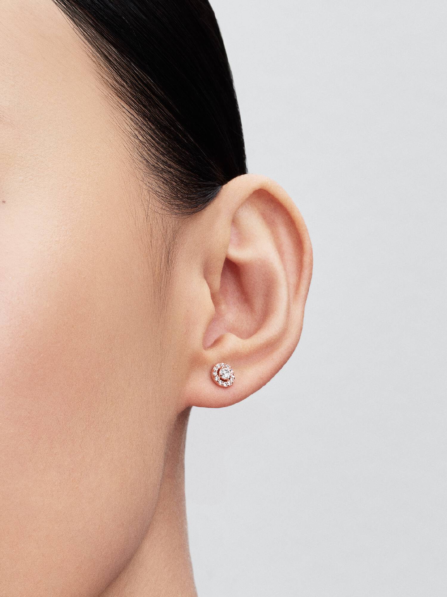 14k rose gold-plated stud earrings with clear cubic zirconia