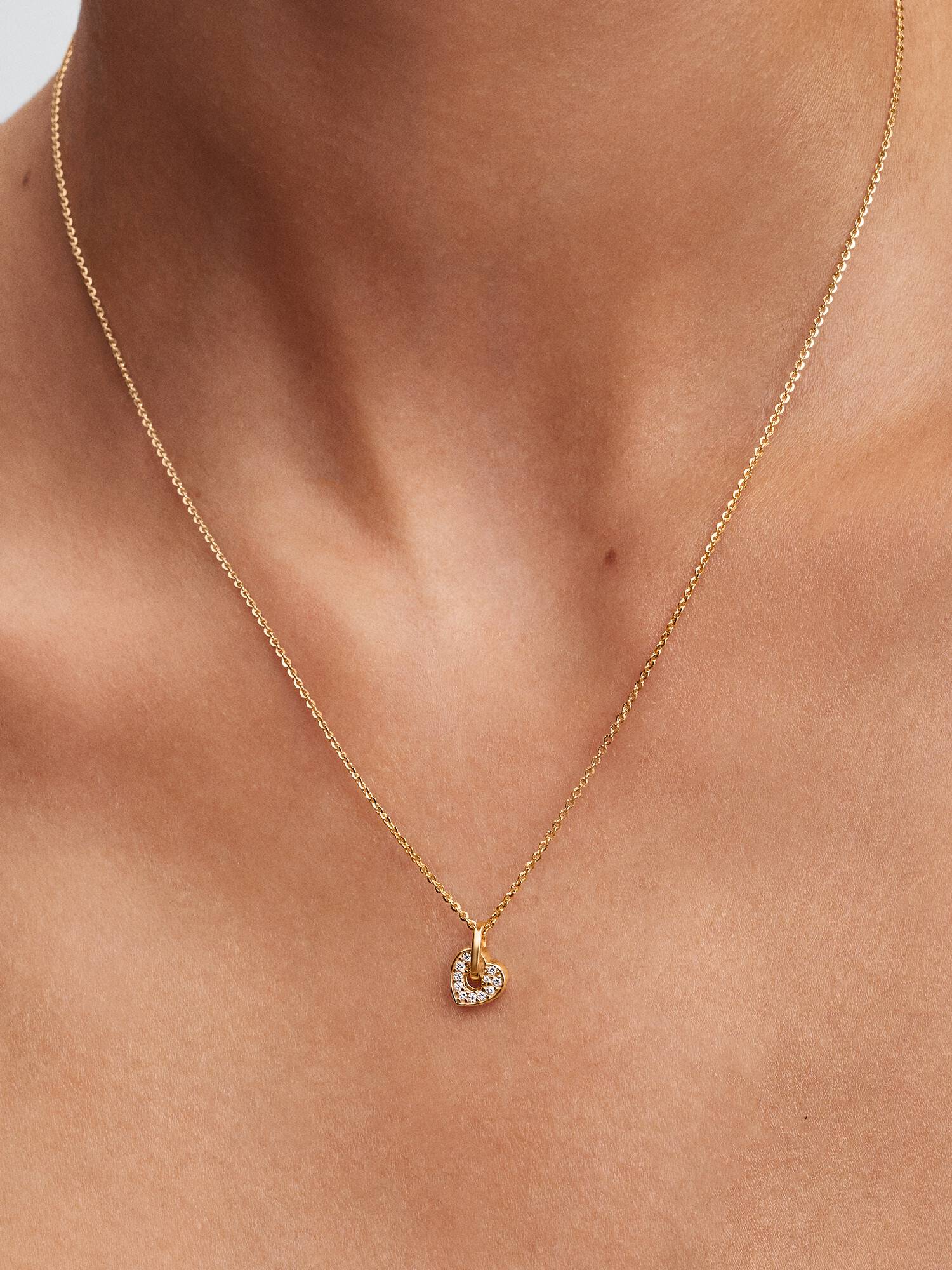 14k Gold Lab-grown Diamond Pavé Heart Pendant Necklace