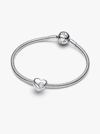 Engravable April Crystal Birthstone Heart Charm