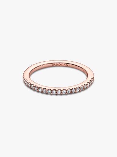 14k rose gold-plated ring with clear cubic zirconia