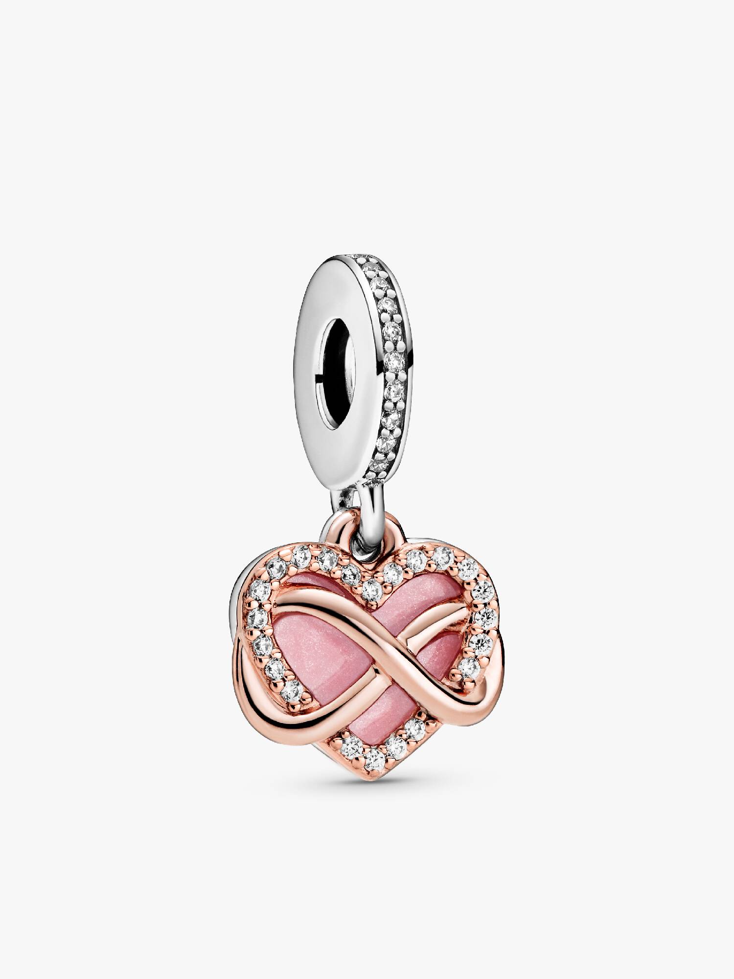 Sparkling Infinity Heart Dangle Charm
