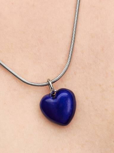 Blue Puffy Heart Dangle Charm