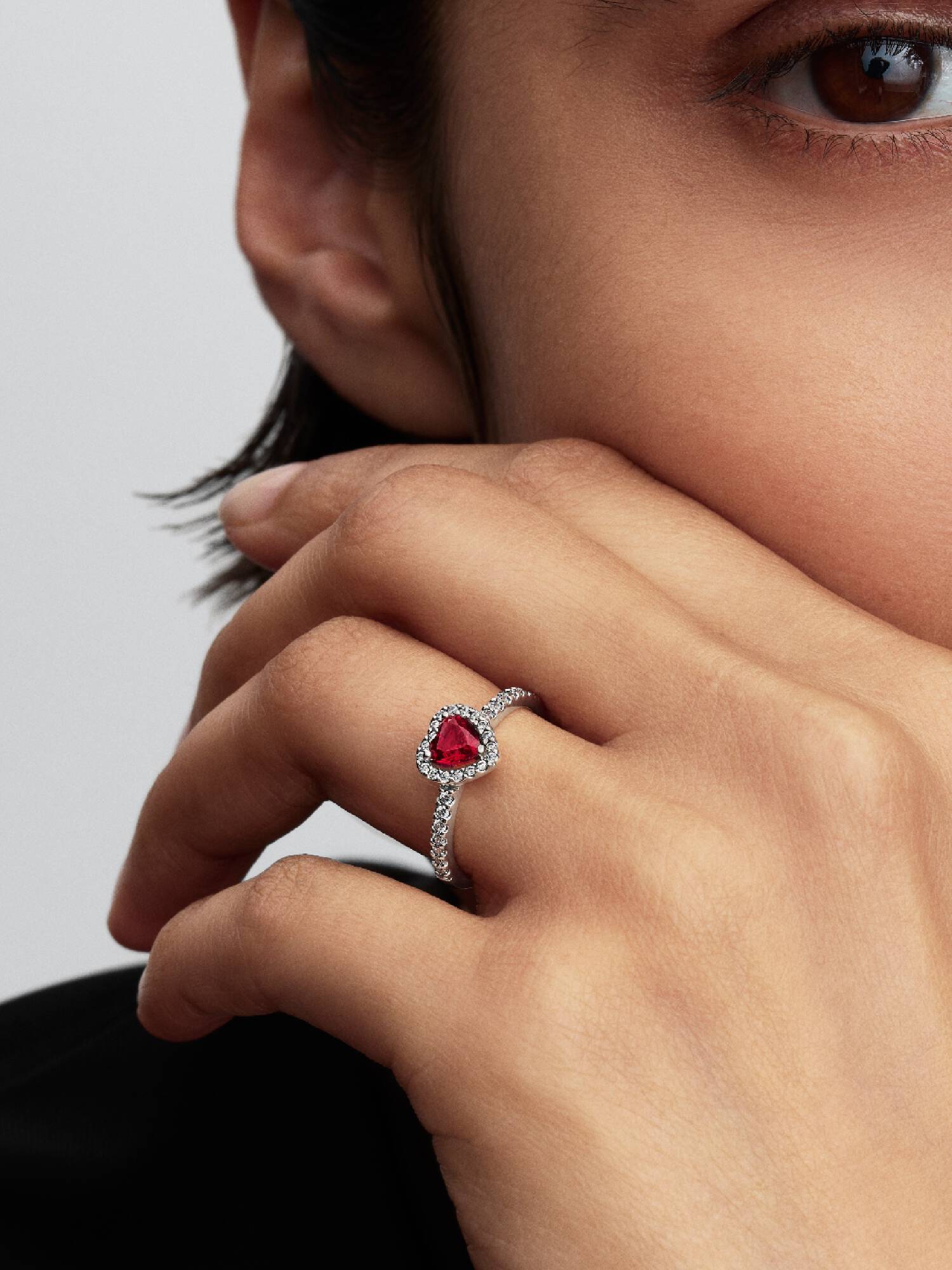 January Crystal Birthstone Elevated Rose Heart Ring