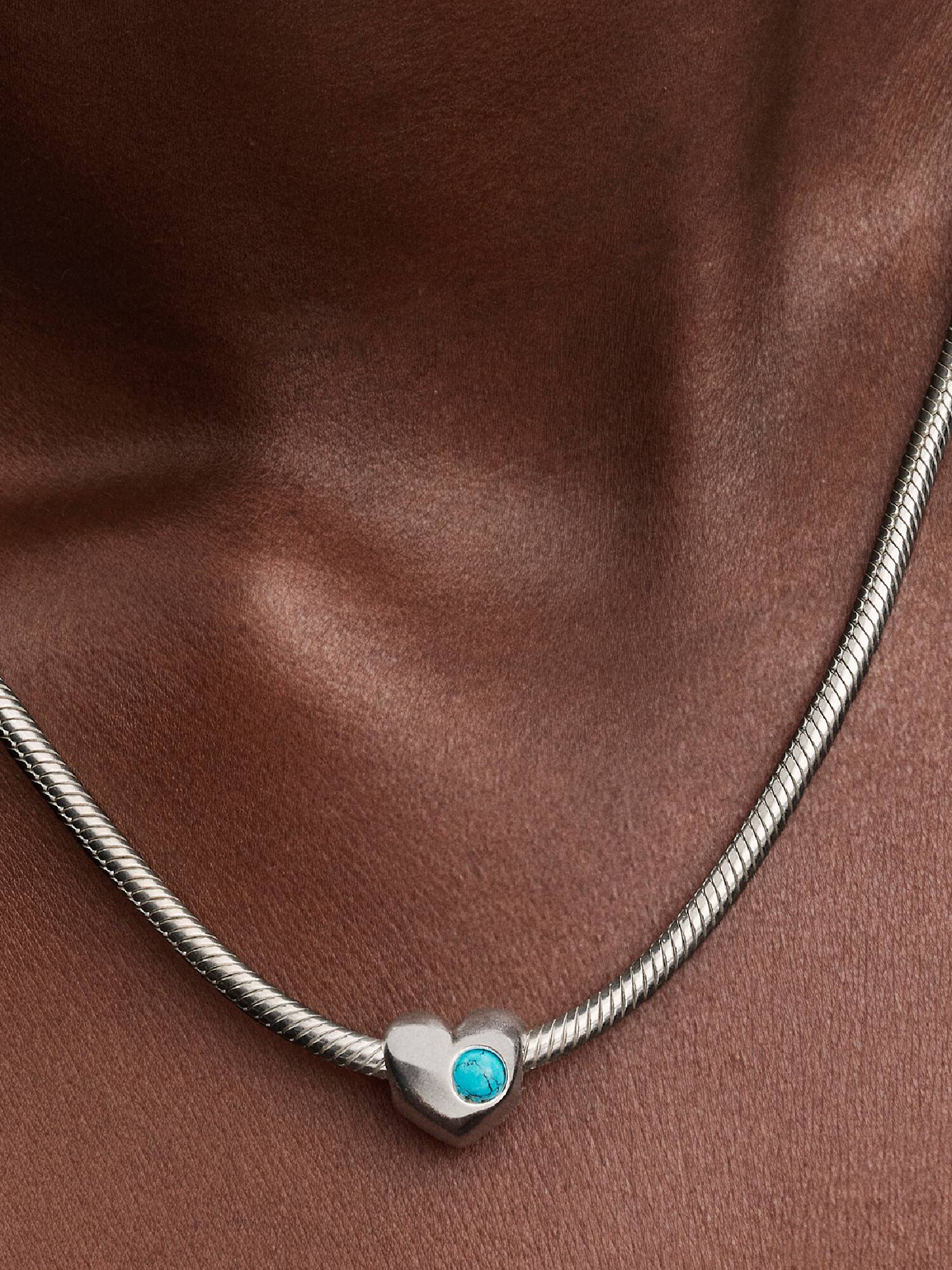 Engravable December Turquoise Blue Stone Heart Charm