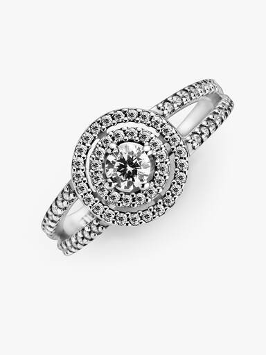 Sparkling Double Halo Ring