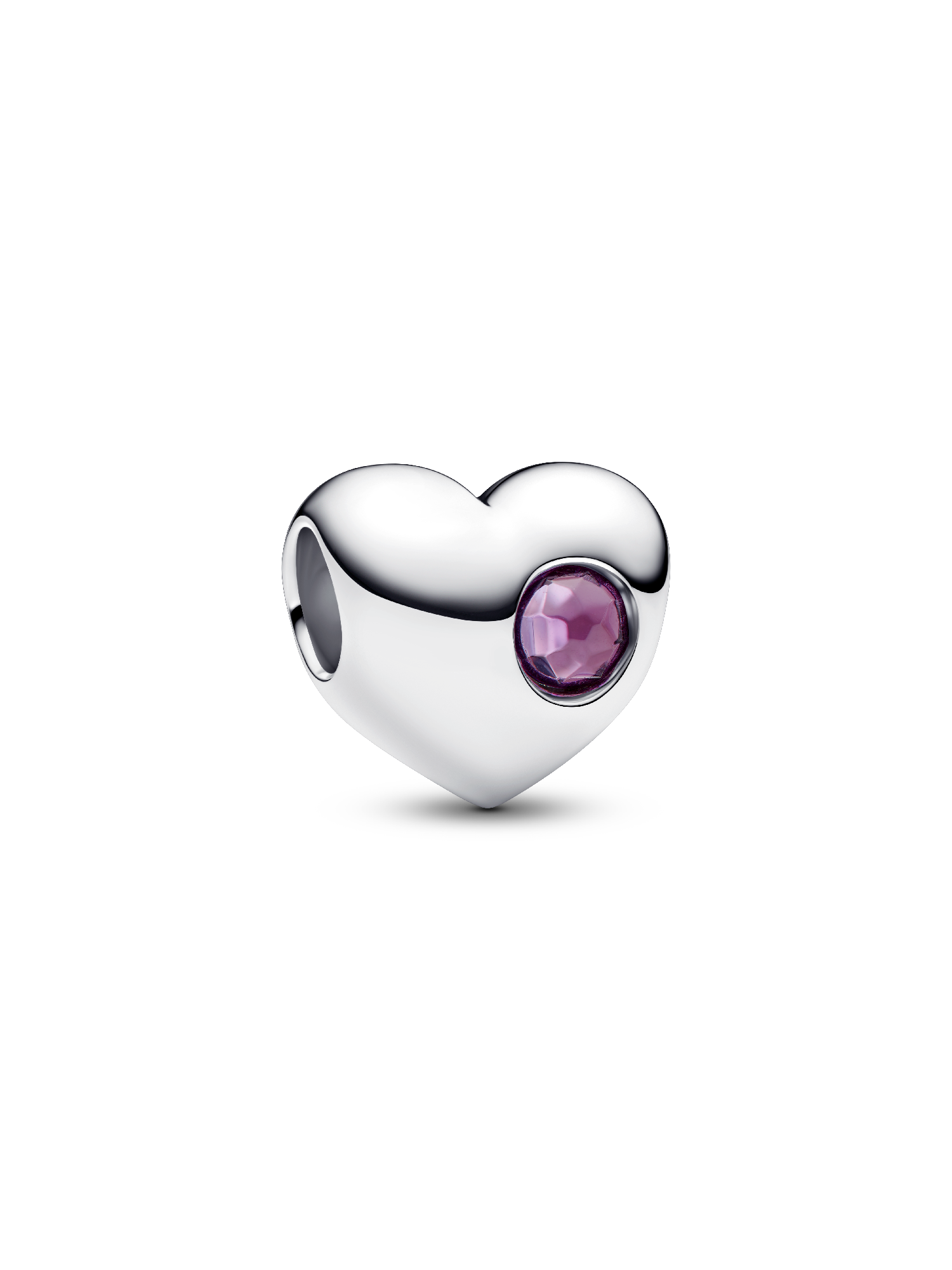Engravable February Crystal Birthstone Heart Charm